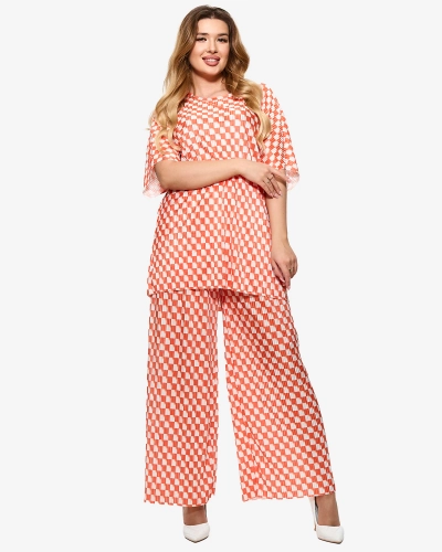 Orangefarbenes gemustertes Damenset - Kleidung
