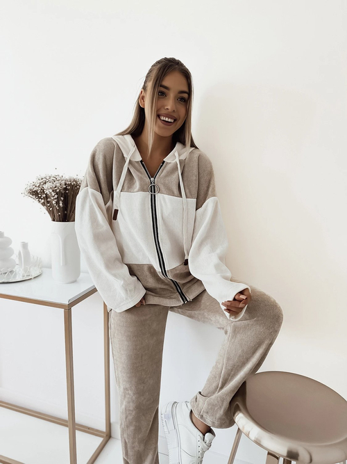 Жіночий спортивний комплект Royalfashion в бежеву смужку