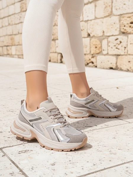 Aurelia Luna Damen-Sneakers Royalfashion Schnürer Ecru