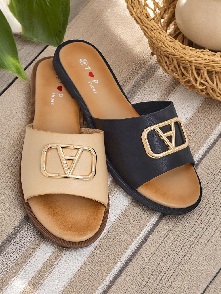 Royalfashion Damen-Slides mit flacher Sohle Ohanna