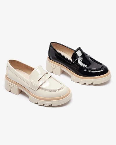 Schwarze Damen Mokassins aus Öko-Lackleder Sepop- Footwear
