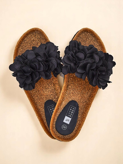Royalfashion Damen Pantoletten mit Blümchen Flora Soft