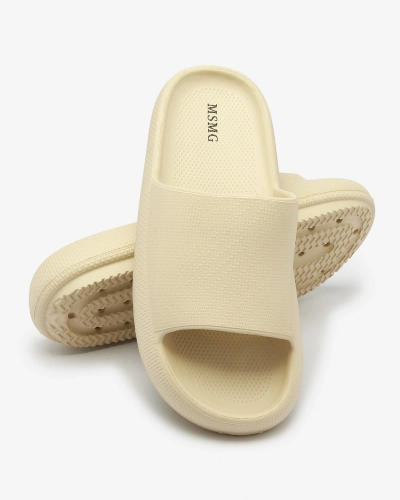 Royalfashion Cremefarbene Damen-Gummi-Flip-Flops mit Prägung Okeris