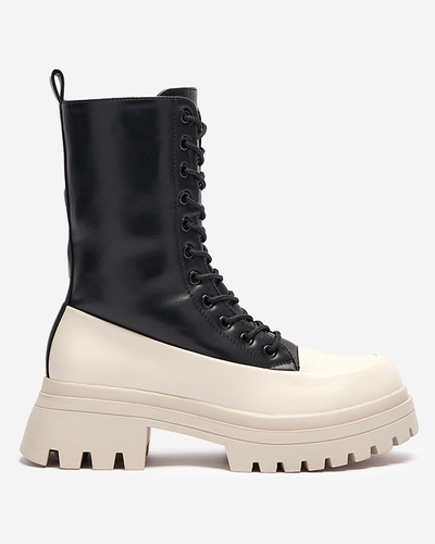 OUTLET Чорно-бежеві жіночі високі черевики-баггі Susker- Footwear