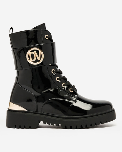 Royalfashion Damen Lackstiefel in schwarz Simbeba