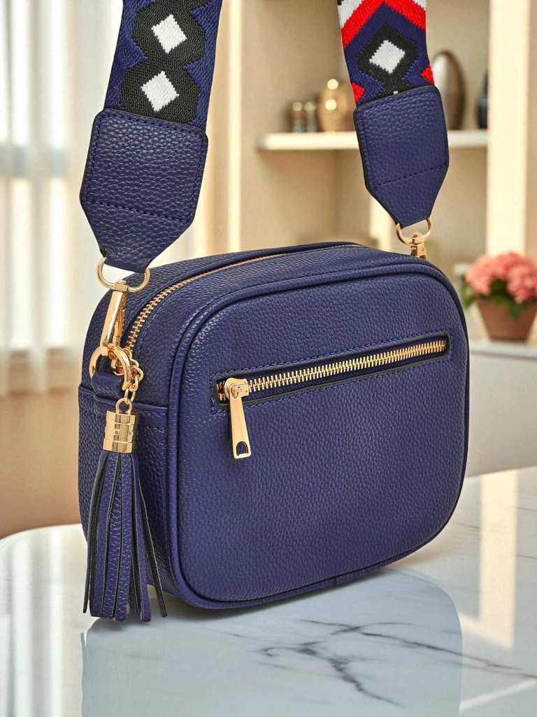 Royalfashion Kleine Damenhandtasche aus Öko-Leder mit buntem Riemen Kovi Lace