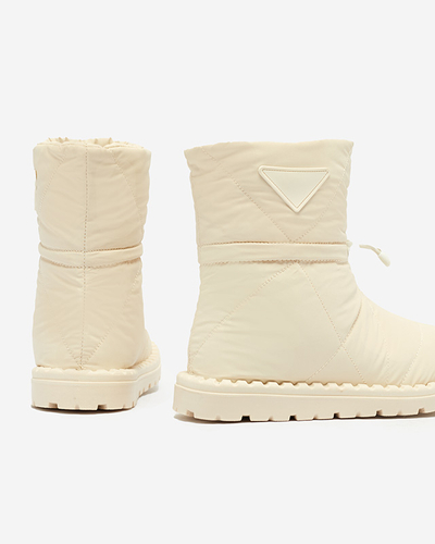 Cremefarbene, gesteppte Damen-Schneestiefel mit flacher Sohle Ferri - Footwear