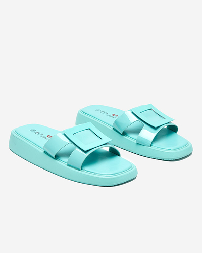 Mintfarbene Damenhausschuhe mit Zegor-Ornament - Schuhe