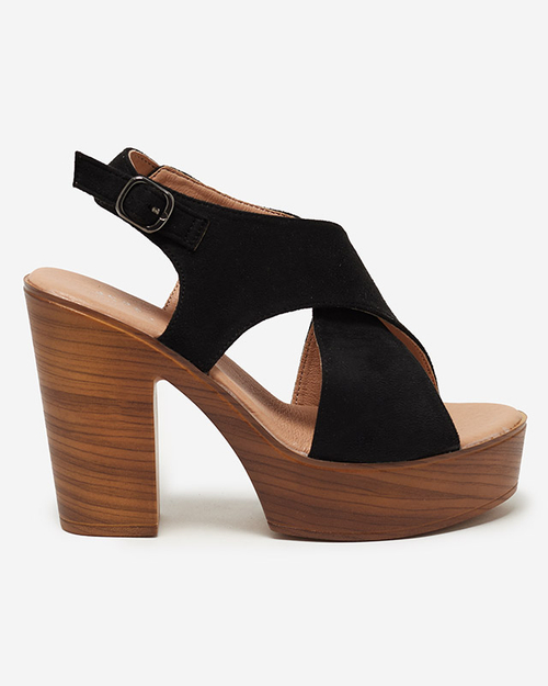 Чорні жіночі босоніжки на високих підборах Inga