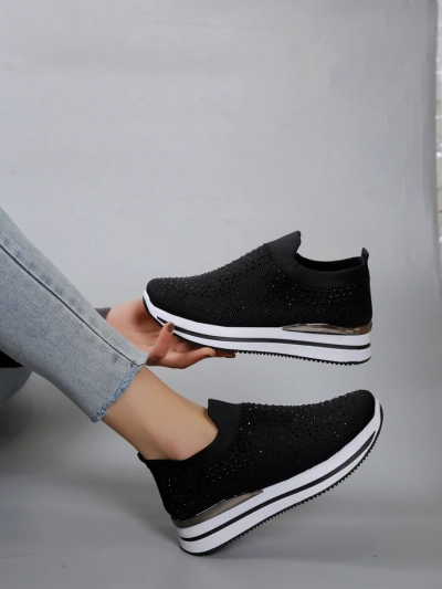 Royalfashion Damen Sport-Slipper mit Strass Ceromie