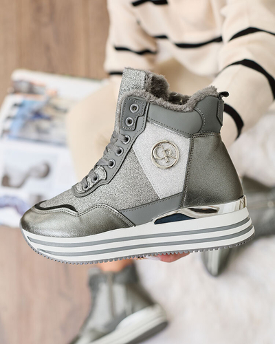 Royalfashion Жіночі спортивні сірі кросівки з блискітками Kawellas