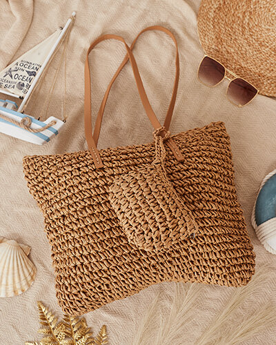 Royalfashion Große Damenhandtasche aus Stroh