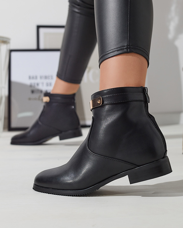 Damenstiefel mit Goldverzierung in Schwarz Hontes- Footwear