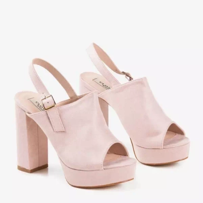 OUTLET Світло-рожеві босоніжки з еко-замші на високому стовпі Tripsi-Shoes