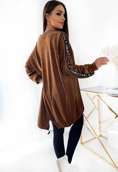 Royalfashion Braune Damen-Tunika mit Kordelzug