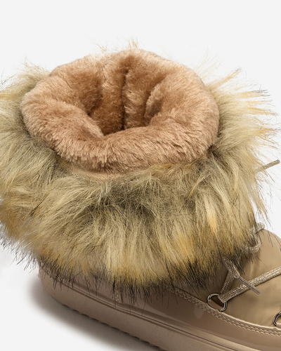 Royalfashion Hellbraune Schlupfstiefel a'la Schneestiefel für Damen Gomllo