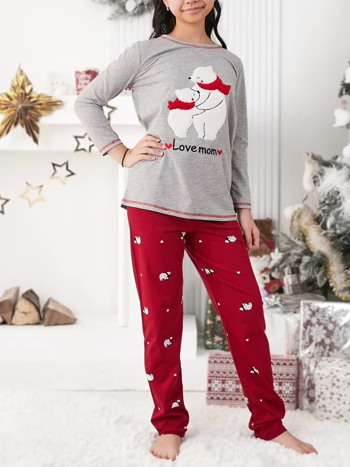 Royalfashion Weihnachtsbaum Baumwollkinderschlafanzug mit Eisbären