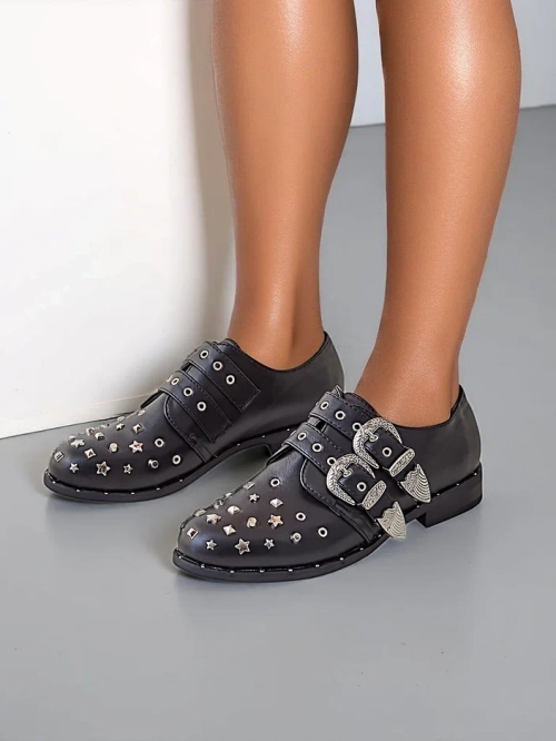 Royalfashion Жіночі низькі черевики з ґудзиками та пряжками Goffel