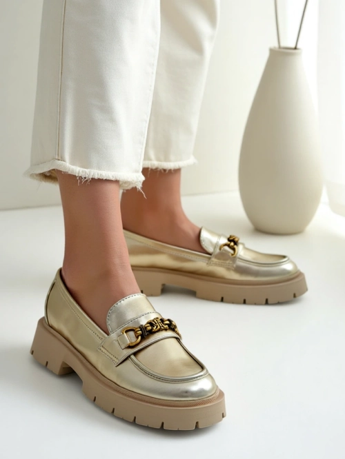 Royalfashion Жіночі мокасини з позолотою Goldlove