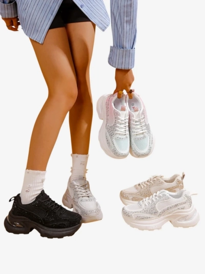 Royalfashion Damen Sport Sneakers mit Strass Bloss
