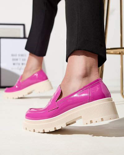 Fuchsia lackierte Mokassins für Damen Noppel - Footwear