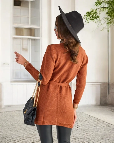Damen 'Braune Strickjacke mit farbigen Pins - Bekleidung