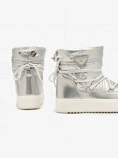 Royalfashion Damen Silber Vevnose Schlupfstiefel a'la Schneestiefel