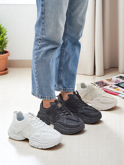 Damen weiße Sneakers Arete aus Öko-Leder, flacher Absatz, Frühlingskollektion