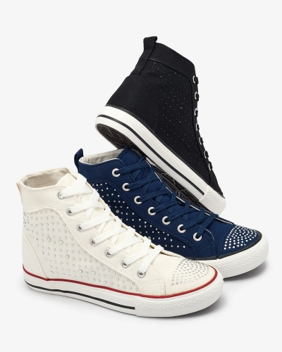 Marineblaue High-Top-Sneakers mit Zirkonen Totulu- Footwear