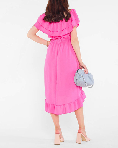 Fuchsia Damenkleid mit Rüschen - Kleidung