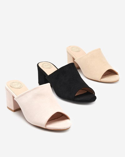 Чорні жіночі шльопанці на низькому каблуці Opetik