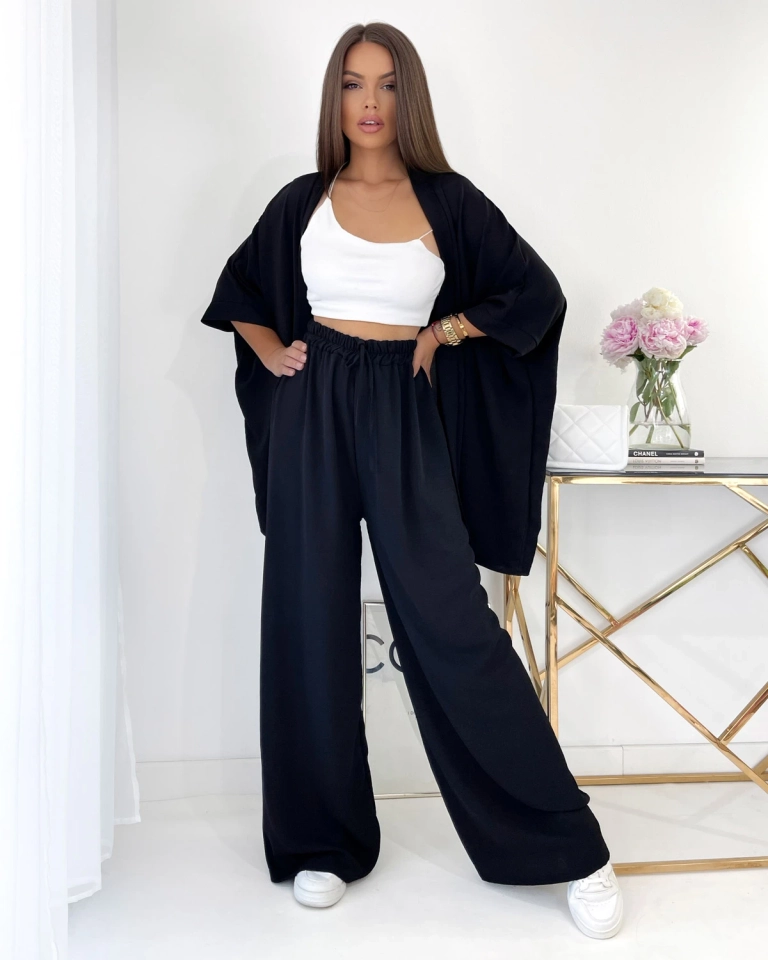 Royalfashion Schwarzes Damen Freizeit-Set