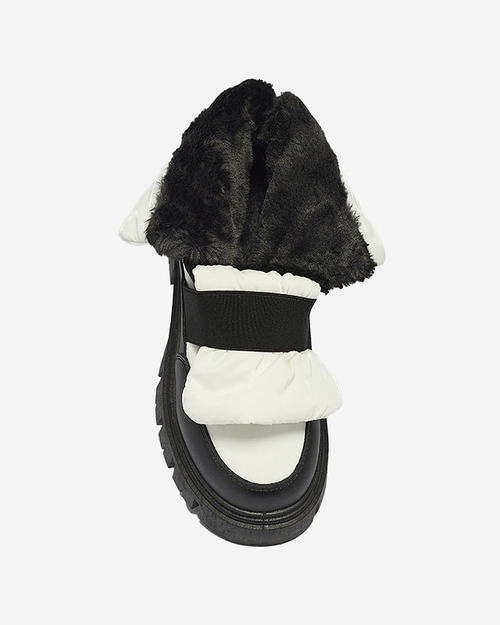 Жіночі снігоступи на плоскій підошві в чорно-білому кольорі Ferory- Footwear