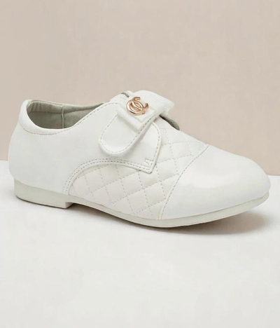 Gesteppte Öko-Leder-Halbschuhe für Mädchen in Weiß Mawert- Footwear