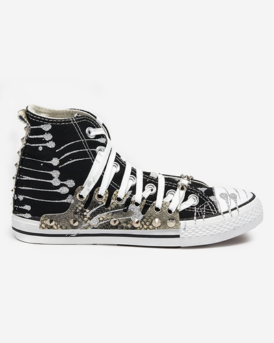 Schwarze High-Top-Sneaker für Damen mit Glitzer Survivi- Footwear