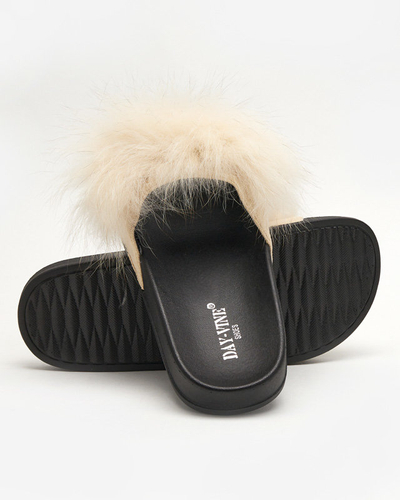 Hausschuhe mit beigem Pelz Nate - Schuhe