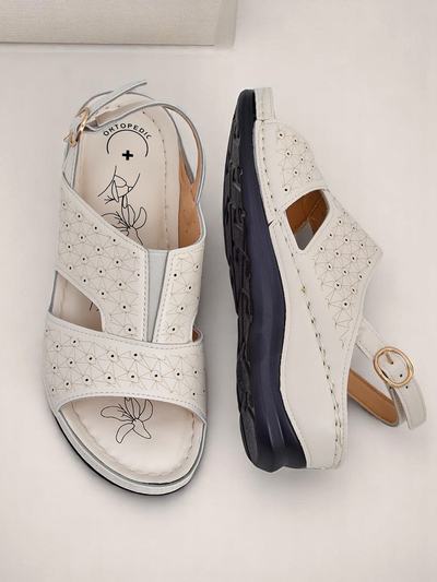 Royalfashion Damensandalen mit kleinem Keilabsatz Komfort Schick