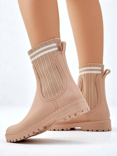 Royalfashion Damenregenschuhe mit hohem Stoffeinsatz Scarlesa
