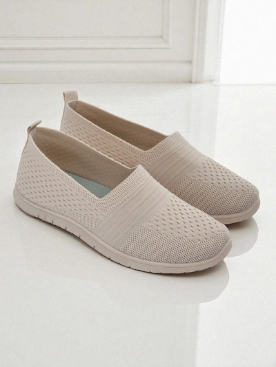 Damen Mokassins Callista Beige aus atmungsaktivem Stoff Frühling Sommer