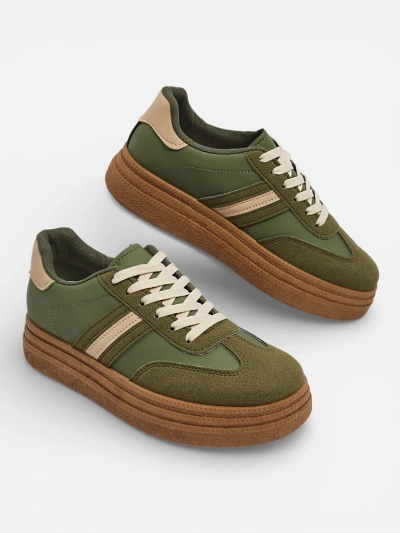 Damen-Sneakers Flora Grün Ökologisch Bequem für den Frühling