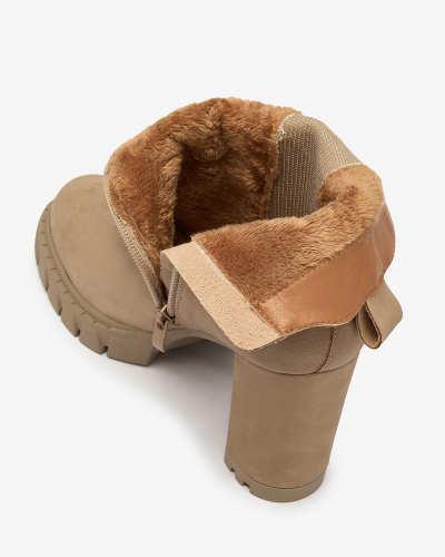 Royalfashion Hellbraune Damenstiefel mit hohem Absatz Seihay
