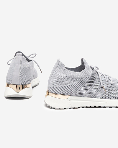 OUTLET Grau gewebte Sportschuhe für Damen Ferroni - Schuhe