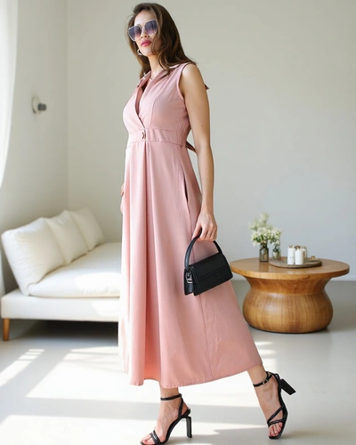 Royalfashion Damen ärmelloses Kleid mit Wickelausschnitt Bizness