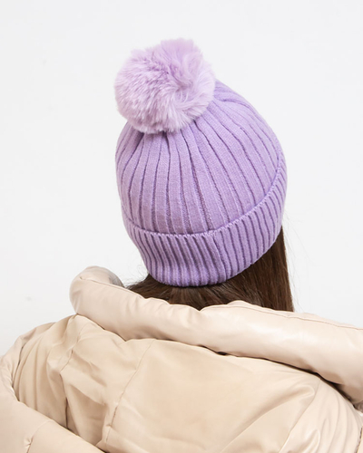 Royalfashion Lila Damen-Isoliermütze mit Bommel