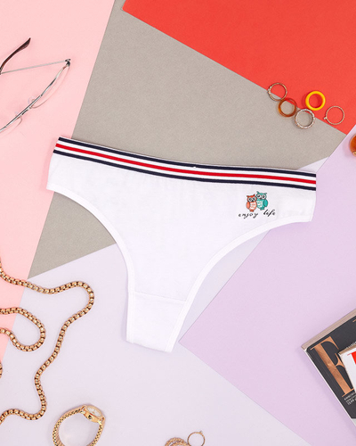 Weißer Damenstring mit Aufdruck - Unterwäsche