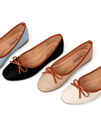 Royalfashion Damen Ballettschuhe mit Glitzer und einer Schleife Aramie
