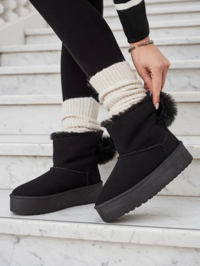 Royalfashion Damenstiefel a'la Schneestiefel in schwarz Goroggo