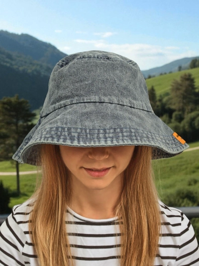 Damen Hut Athena Denim Look Bucket Hat aus Polyester, bequem