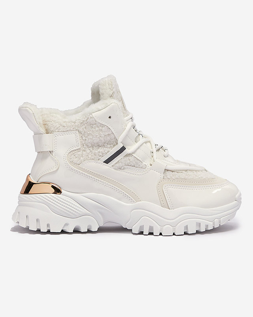 Білі жіночі спортивні кросівки з хутром Sagglo- Footwear