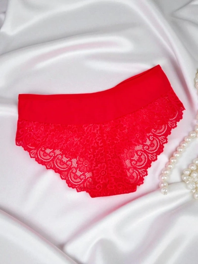 Damen Slips mit Spitze und Bändchen